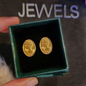 SOLD: 18K Real Saudi Gold Cameo Stud Earring